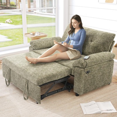 Dyonery 3-in-1 Convertible Sofa Bed, Pull Out Sleeper Sofa with  Adjustable Backrest