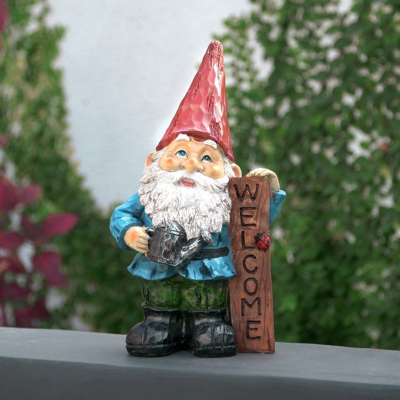 12&#34; Polyresin Gnome Welcome Statue - Alpine Corporation, 3 of 5