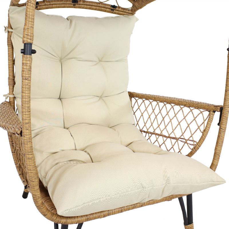 Sunnydaze Shaded Comfort Wicker Outdoor Egg Chair with Legs - 56.5" H, 5 of 13