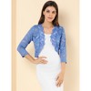 INSPIRE CHIC Women's Elegant 3/4 Sleeve Sheer Floral Lace Open Front Crop Shrug - 3 of 4