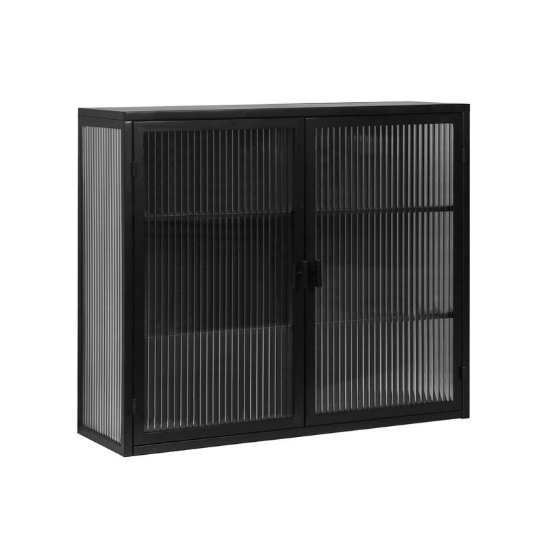 27.56" Modern 2 Glass Door Wall Cabinet with Triple Tier Storage - ModernLuxe, 4 of 11