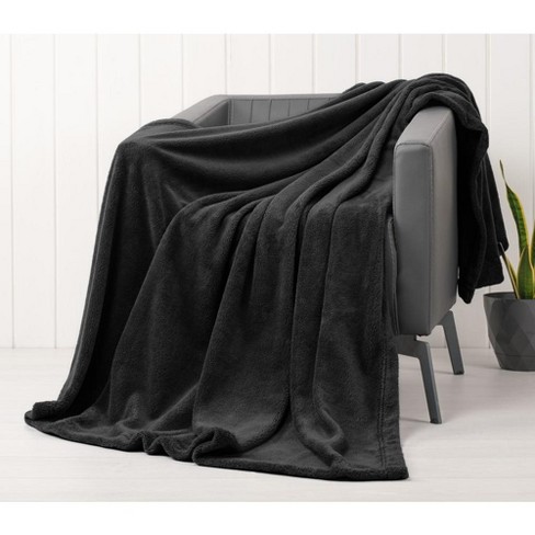 American Soft Linen Twin Size Bedding Fleece Blanket 60 in by 80 in Plush Soft and Cozy Warm Fleece Blanket for Couch and Sofa Black