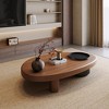 Modern Oval Solid Wood Coffee Table with Hidden Storage - 2 of 4