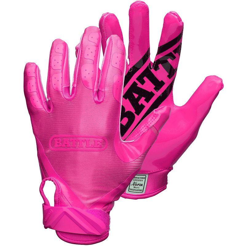 Battle Sports Youth DoubleThreat Football Gloves - Pink/Pink, 1 of 3