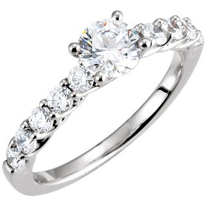 Pompeii3 1 1/4 Ct Diamond Woven Design Engagement Ring 14k White Gold Round Cut - 1 of 4