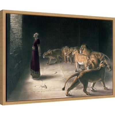 Daniel in the Lions Den Horizontal Canvas Print with Maple Frame