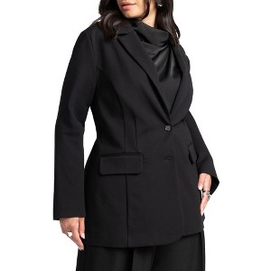 ELOQUII Women's Plus Size The Ultimate Stretch Long Two Button Blazer - 1 of 4