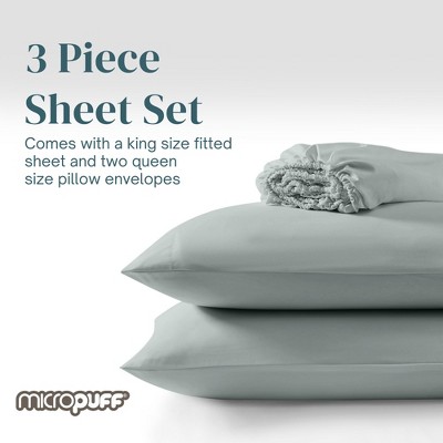 King Size Sage Blue Organic Cotton Microfiber Bedding Set