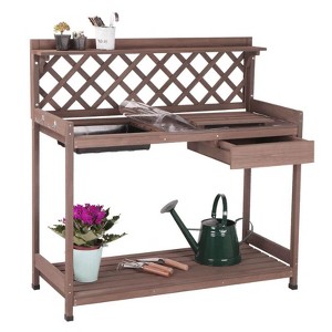 Aivituvin Outdoor Garden Bench with Sink & Lid | Potting Table With PVC Layer-GUT04 - 1 of 4