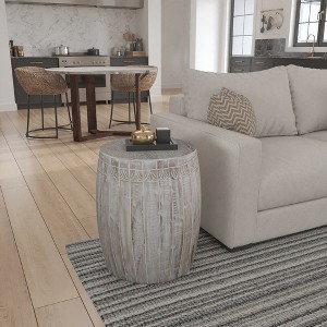 Royal Hampton Serenity Side End Table with 16 Inch Round Top, Mango Wood Construction - 1 of 4