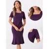 Allegra K Women's Business Square Neck Short Sleeve Peplum Blouse with Fishtail Bodycon Skirts 2-Pc-Set - 2 of 4