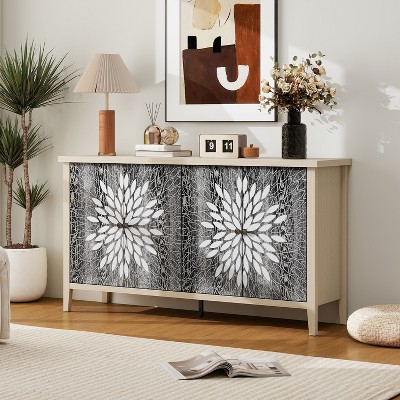 Vynxaria Sideboard Buffet Cabinet, Storage Cabinet with Storage,Modern Storage Cabinet with 4 Doors & Adjustable Shelves
