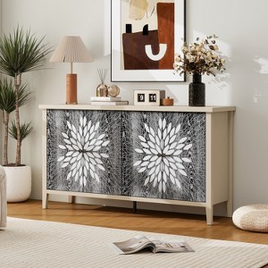 Vynxaria Sideboard Buffet Cabinet, Storage Cabinet with Storage,Modern Storage Cabinet with 4 Doors & Adjustable Shelves - 1 of 4
