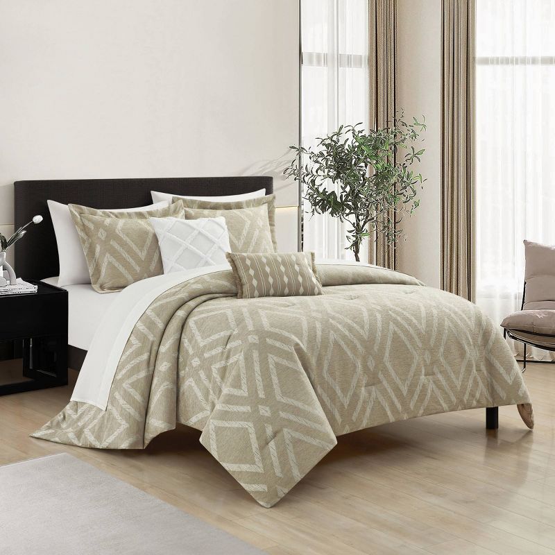 Chic Home Design 9pc Queen Shahram Comforter Set Beige, 3 of 10