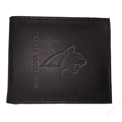 Evergreen NCAA Montana State Bobcats Black Leather Bifold Wallet Officially Licensed with Gift Box