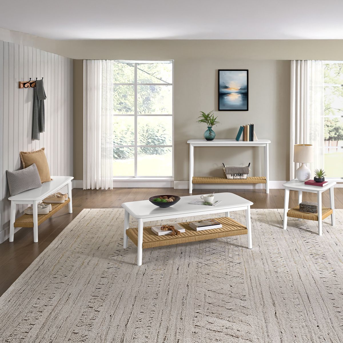 Alaterre Furniture Calais Entryway Bench, White - thumbnail 7