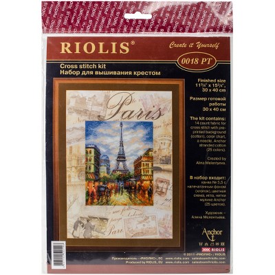 RIOLIS Stamped Cross Stitch Kit 11.75"X15.75"-Cities Of The World: Paris (14 Count)