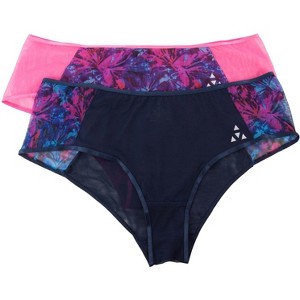 Balanced Tech Women's Printed Mesh Hipster Panty 2 Pack - Hibiscus - Medium - 1 of 4
