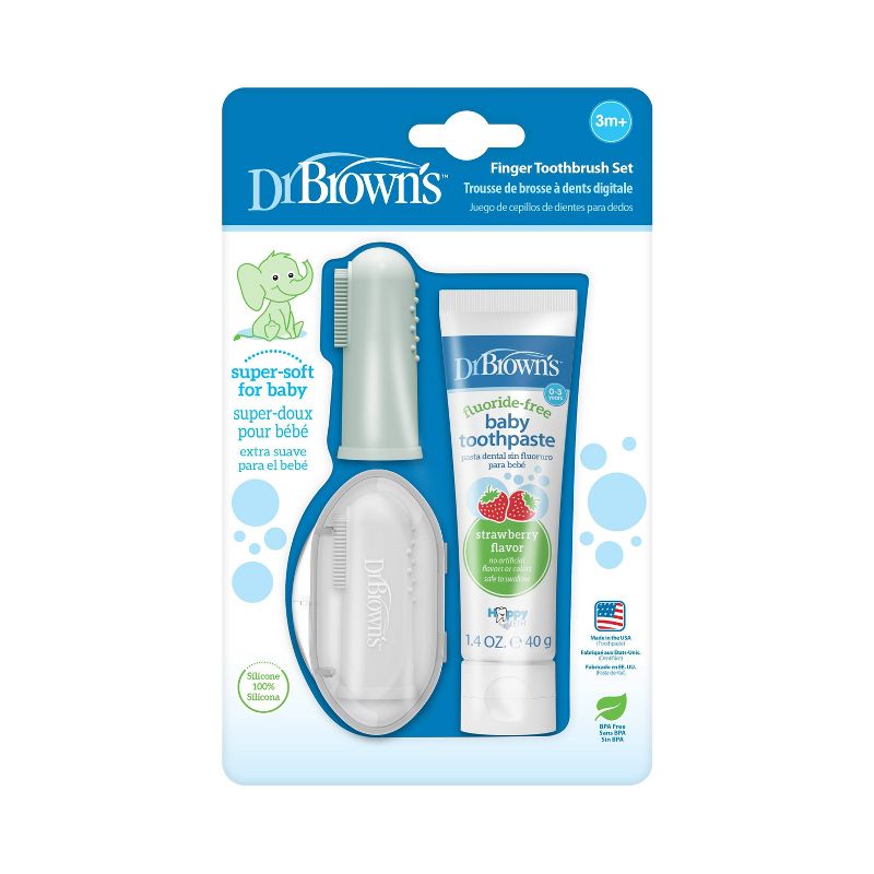 Dr. Brown&#39;s Silicone Finger Toothbrush - Gray/Green - 2pk, 2 of 14