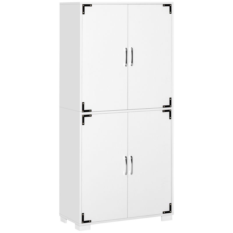 HOMCOM Industrial Style 4-Door Cabinet Pantry Cupboard with Storage Shelves for Bedroom and Living Room, 1 of 7