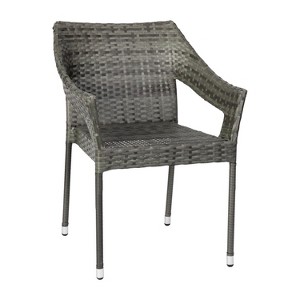 Flash Furniture Ethan Set of 2 Commercial Grade Stacking Patio Chairs, All Weather PE Rattan Wicker Patio Dining Chairs - 1 of 4