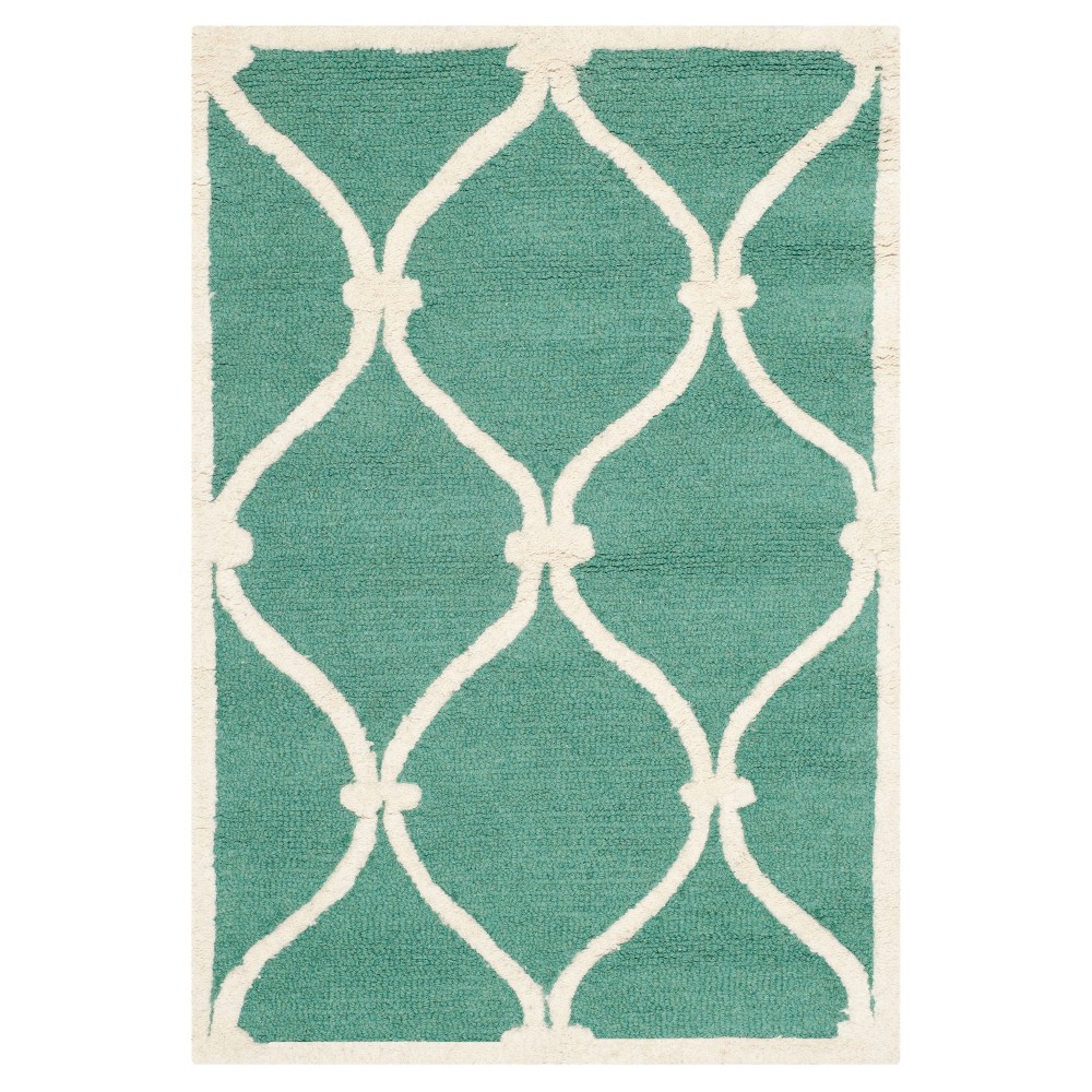 2'6inx4' Benson Accent Rug Teal/Ivory - Safavieh