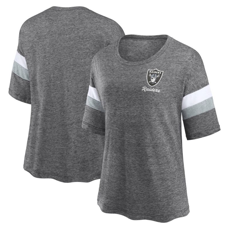 NFL Las Vegas Raiders Women&#39;s Weak Side Blitz Marled Left Chest Short Sleeve T-Shirt, 1 of 4