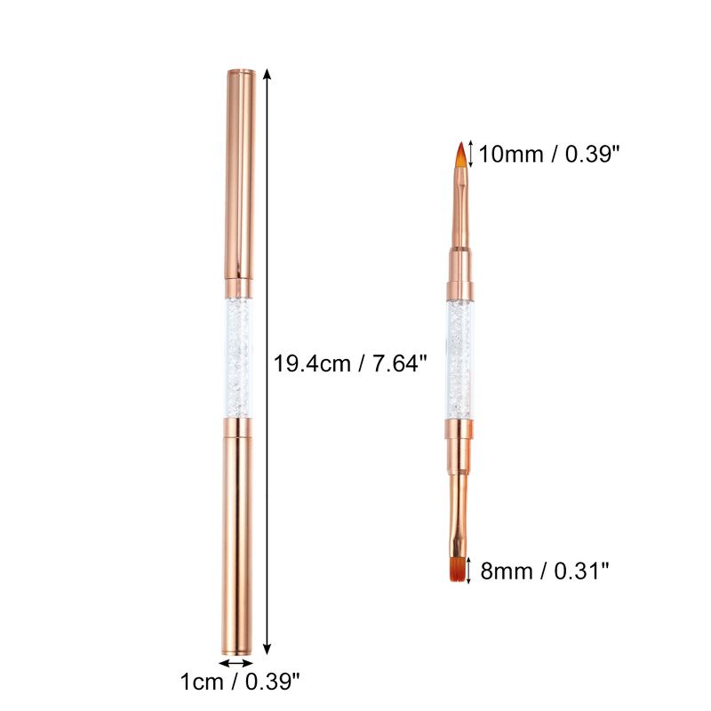 Unique Bargains Double Ended Nail Art Brush Gel Polish Nail Art Design Pen Painting Brush Tools for Home DIY Manicure Rose Gold Tone, 4 of 7