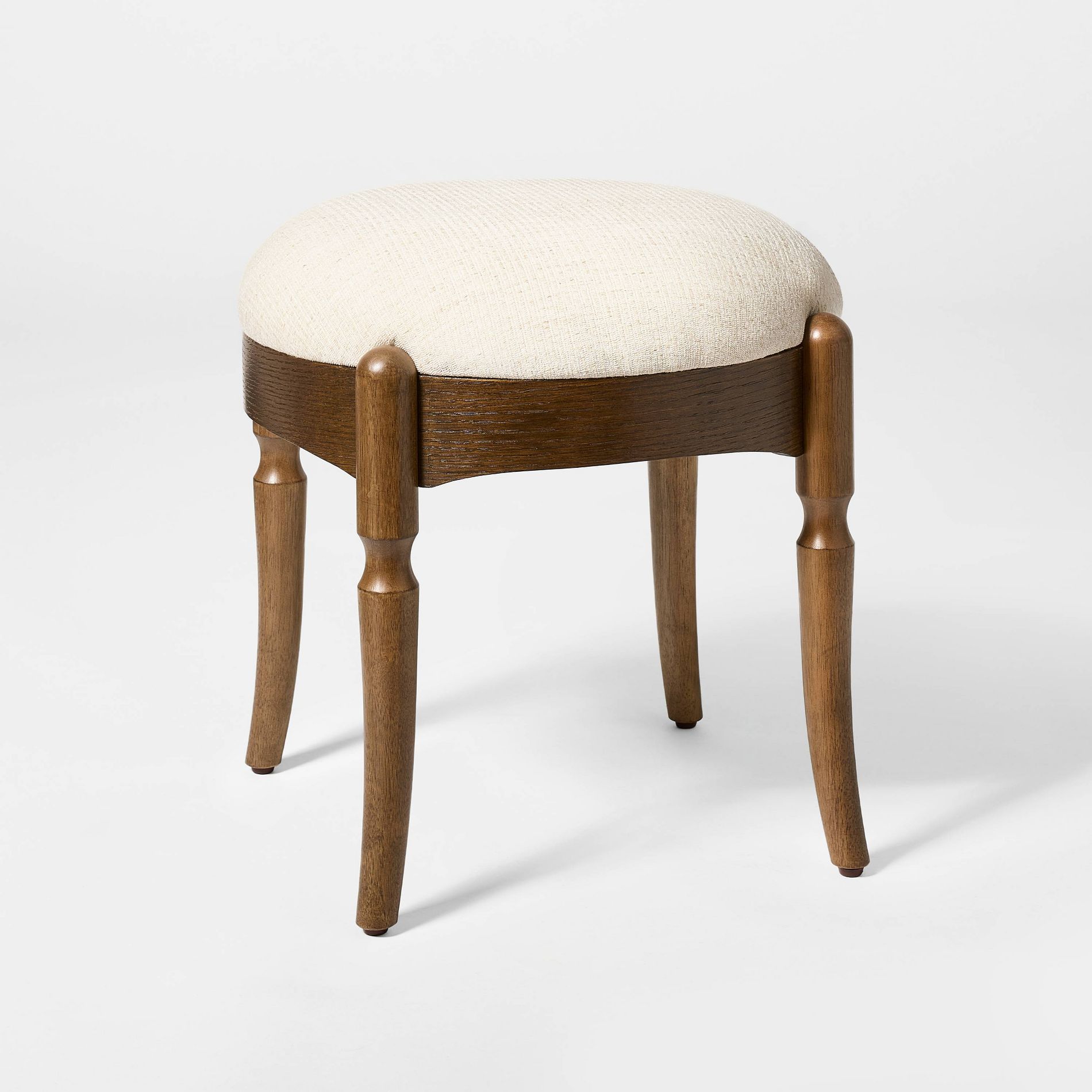 Cabriole Leg Upholstered Ottoman Dark Walnut Brown - Threshold™ designed with Studio McGee