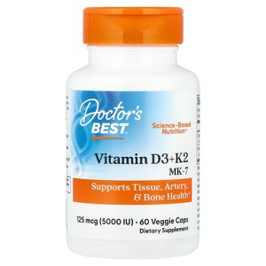 Doctor's Best Vitamin D3 + K2, MK-7, 60 Veggie Caps - 1 of 4