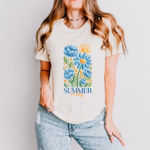 Simply Sage Market Summer Vibes Blue Flowers Short Sleeve Tee - 1 of 4