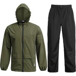 COOFANDY Men's Rain Suit 2 Piece Waterproof Breathable Rain Gear Lightweight Rain Jacket Pants Rainwear Suit S-XXL - 1 of 4