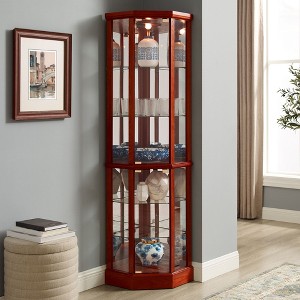 Okak Corner Cabinet with 6 Adjustable Tempered Glass Shelves and Mirror Back, Display Cabinet for Living Room, Small Spaces - 1 of 4