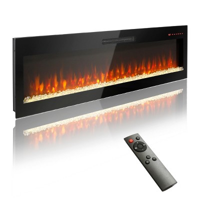 Syemin Indoor Fireplaces Electric Fireplace 60 inch Recessed and Wall Mounted Fireplace Low Noise Wall Mounted Fireplace, Black, 60"*4.96"*18.58"
