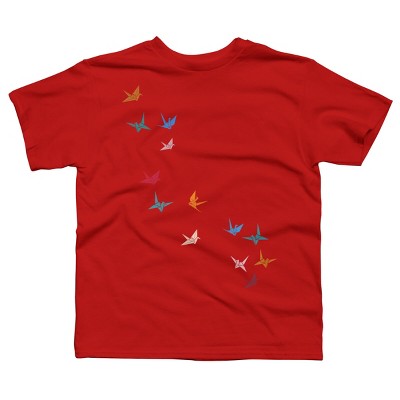 Boy's Design By Humans Flying Paper Cranes Birds By Magnussons T-Shirt