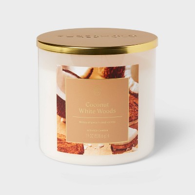 3-Wick Glass Jar Candle with Lid Coconut White Woods 19oz - Threshold™