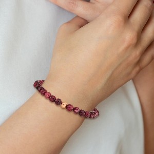Chisel Stainless Steel Polished Rose IP-plated 6mm Red Jade Beaded Stretch Bracelet - 1 of 4