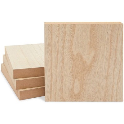 Bright Creations Unfinished MDF Wood Blocks for DIY Crafts, Wooden Square Sign Block (8x8 In, 4 Pack)