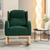 KTMBDW Nursery Rocking Chair Teddy Upholstered Rocker Rocking Accent Chair Padded Seat Armchair for Living Room Bedroom Offices - 2 of 4