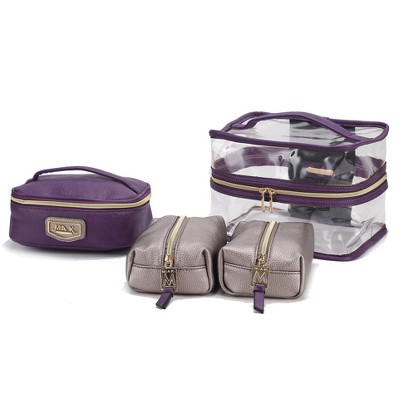MKF Collection Emma Handbag Cosmetic Clear Case set by Mia K- 4 pieces