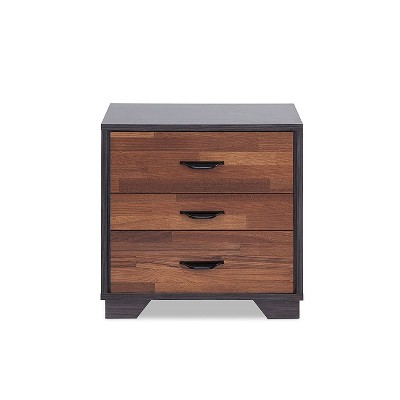 NicBex 16 inch Nightstand with 3 Drawers,Modern Side Table with Storage Space and Metal Handle,Bedside Table for Bedroom,Living Room,Brown/White