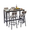 5 Piece Dining Table Set, Bar Table Set With 4 Upholstered Stools, Wooden Backrest, Ring-shaped Footrest - 2 of 4