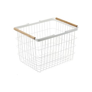 Yamazaki Home - Wire Basket - Two Sizes - Steel + Wood - 1 of 4