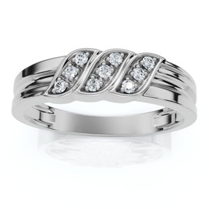 Pompeii3 Men's Diamond Wedding Ring 10K White Gold High Polished Band - 1 of 4