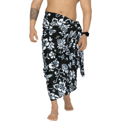 LA LEELA Men's Sarong Bath Trunk Pareo Aloha One Size Midnight All Over Floral