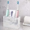 LunaLulinlk Electric Toothbrush Holder, 3 Slots Large Marble Toothbrush Toothpaste Stand, Resin Storage Ink White - 3 of 4