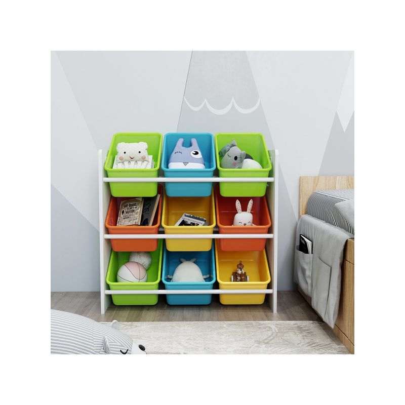 Year Color White Toy Cubes Storage Organizer for Kids, Classroom, Playroom, Daycare, Nursery with 9 Colorful Storage Bins, 6 of 9
