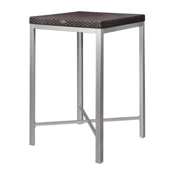 Russ Rattan Square Bar Table with Aluminum Legs - Brown - Lagoon