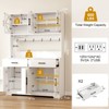 Dyonery 71" LED Kitchen Pantry Cabinet with Power Outlet, Coffee Bar Cabinet, Large Kitchen Storage Buffet Hutch with Door Racks & Shelves - 3 of 4