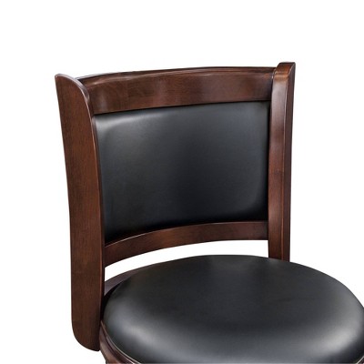Cappuccino Wood and Leather Extra Tall Swivel Bar Stool